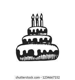 cake sketch vector isolated icon. object on white background