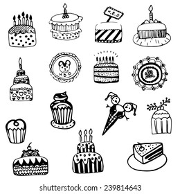 cake sketch vector set