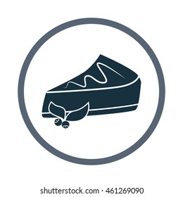 Cake slice with blueberry simple icon on the background
