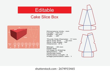 Cake Slice Box Template With Dimensions And Design Blueprints packaging