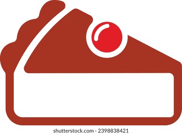 Cake Slice with Cherry Cartoon Icon