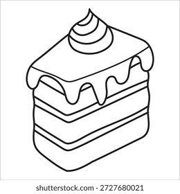 Página para colorear de rebanada de pastel con líneas audaces y fáciles