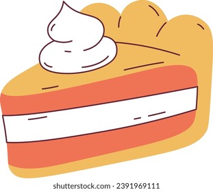 Cake Slice With Cream Vector Illustration