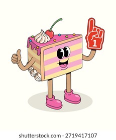 ilustração de desenho animado de espuma de fatia de bolo