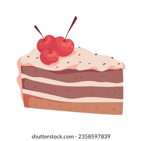 cake slice and fruit icon isolated