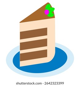 Ícone de fatia de bolo. Vetor de camada de chocolate. Forma de sobremesa de placa. Desenho de massa doce.