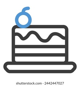 cake slice icon in color line style