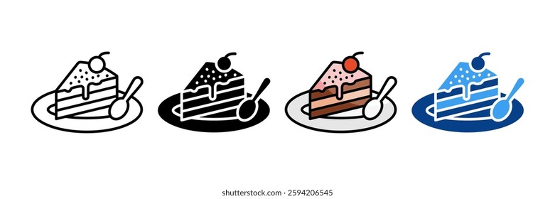 Cake Slice Icon Set Multiple Style Collection