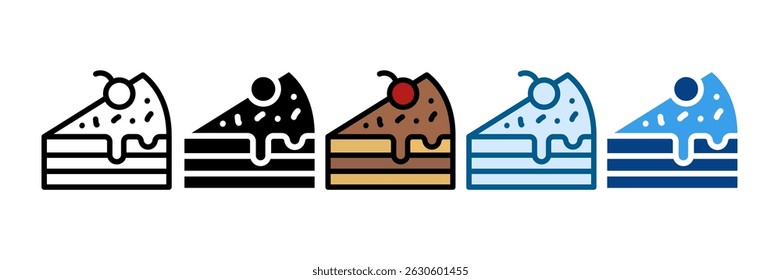 Cake Slice Ícone Definir Coleção de Vários Estilos