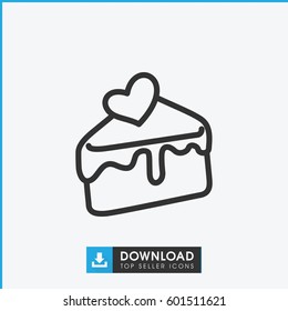 cake slice icon. simple outline cake slice vector icon. on white background.