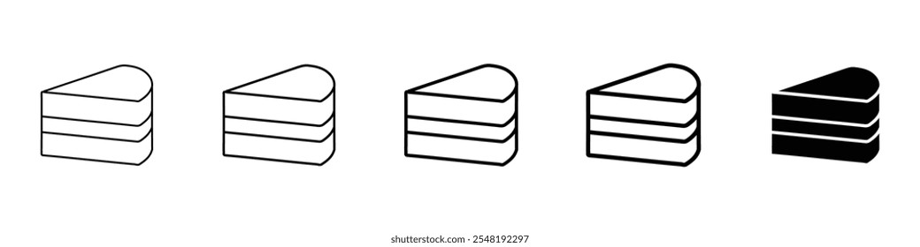 cake slice icon Simple thin line logo set