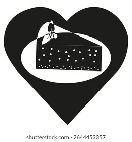 Ícone de fatia de bolo. Símbolo de sobremesa doce. Deliciosa ilustração de massa. Imagem vetorial.