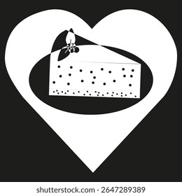 Cake slice icon. Sweet dessert symbol. Delicious illustration. Vector image.