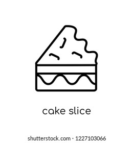 cake slice icon. Trendy modern flat linear vector cake slice icon on white background from thin line Birthday and Party collection, outline vector illustration