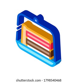 cake slice icon vector. isometric cake slice sign. color isolated symbol illustration