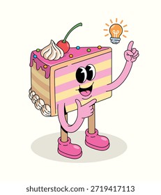 Ilustración de dibujos animados Groovy de la rebanada de la torta