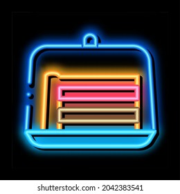rebanar la rebanada de neón vector de señal de luz. Brillante signo de rebanada de pastel de icono brillante. ilustración de símbolo transparente