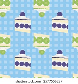 Cake slice pattern on blue background