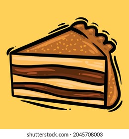 cake slice, pie slice outline vector illustration