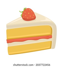 Cake Slice Sign Emoji Icon Illustration. Bakery Pie Piece Vector Symbol Emoticon Design Clip Art Sign Comic Style.