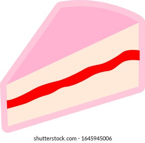 cake slice with strawberry filling and frosting color icon