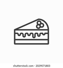 Cake slice vector icon on white background.