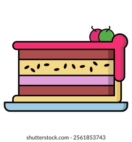 Cake slice vector isolated icon