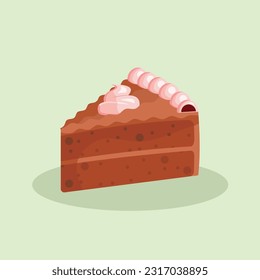 Cake Slice Vector,Chocolate Cream Fluffy Cake
