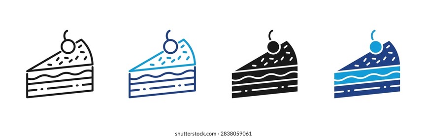 Cake Slice Web icon with multiple style collection