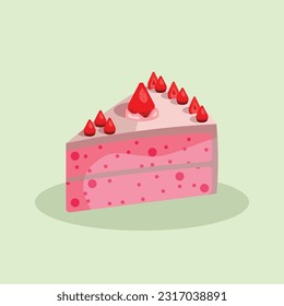 Cake-Sliced-Vektor, rosafarbener Erdbeertorte