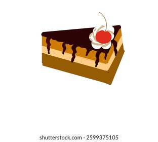 Cake slices with cherries on top