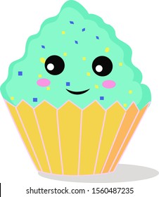 Sonrisa torpe, ilustración, vector sobre fondo blanco.