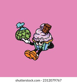tarta humeante grueso y cara alta apedreada de hierba de cannabis retención de bud nug