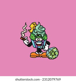 tarta humeante grueso y cara alta apedreada de hierba de cannabis retención de bud nug