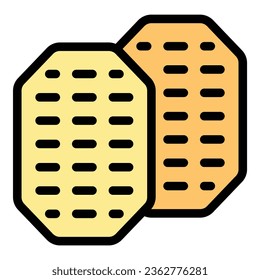 Cake square icon outline vector. Sugar grain. Sweet chip color flat