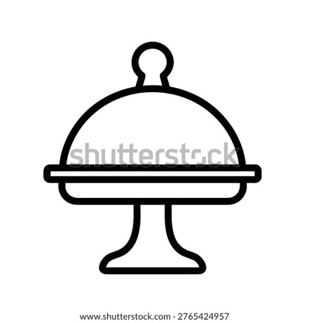 Cake Stand Cloche Icon. Vector illustration of a cake stand with a glass dome cloche, ideal for bakery and food service themes.