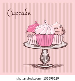cake stand with cupcakes svg