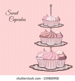 cake stand with cupcakes svg