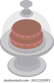 Cake Stand with Dome Cover isometric concept, Food Display Plate vector icon design, Bakery and Baker symbol food preparation and Kitchen Utensils sign, Recipe development stock illustration