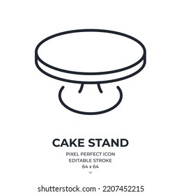 Cake stand editable stroke outline icon isolated on white background flat vector illustration. Pixel perfect. 64 x 64.