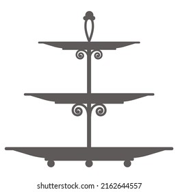 Cake stand in flat icon style. Empty tray for fruit and desserts. Vector silhouette