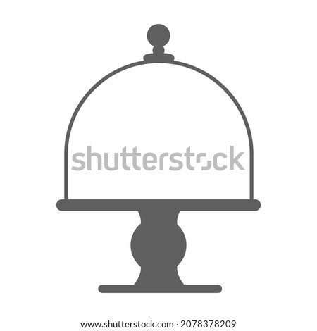 Cake stand with lid in flat icon style. Empty tray for fruit and desserts. Vector illustration.