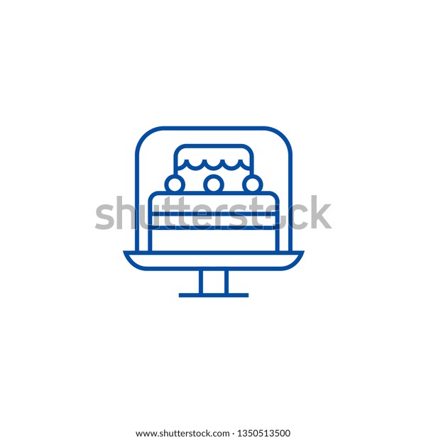 Cake stand line icon concept. Cake\
stand flat  vector symbol, sign, outline\
illustration.