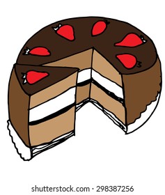 Cake, strawberries.
