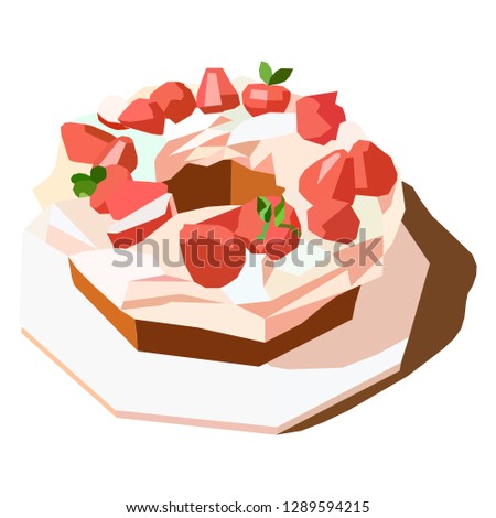 cake with strawberries polygon
