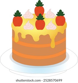 Pastel con el fondo blanco de las fresas