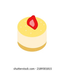 Cake with strawberry, cheesecake, sweet delicious dessert illustration isolated on white background. Bakery logo