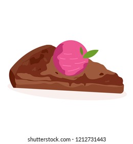 Cake with strawberry in chocolate, detailed vector