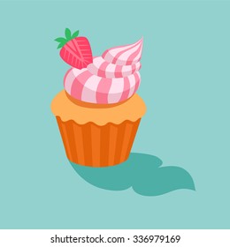 Cake with strawberry cream