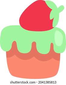 Cake with strawberry, illustration, vector, on a white background.